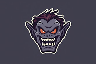 create horror, mascot, custom, metal, scary logo for you