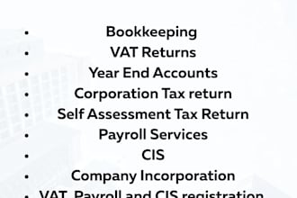 do UK bookkeeping, year end accounts, vat, payroll and tax