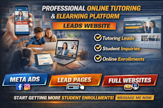 generate online tutoring leads with elearning platform website for your academy