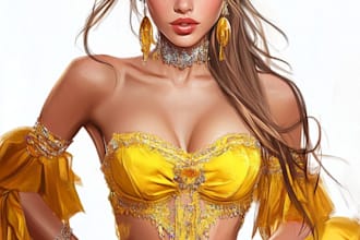 make a gorgeous wedding dress and bridal illustration