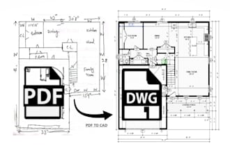 architecture drawing, pdf to cad , sketch to dwg and revit modeling