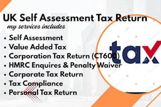 file UK vat return, UK corporation tax, ct600, UK self assessment, sa100 to hmr