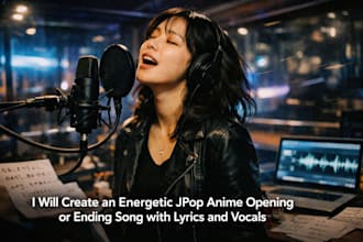create an energetic jpop anime opening or ending song with lyrics and vocals