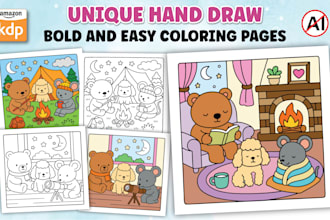 unique hand draw bold and easy coloring pages