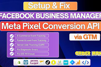 fix business manager or setup facebook pixel conversion API server side tracking