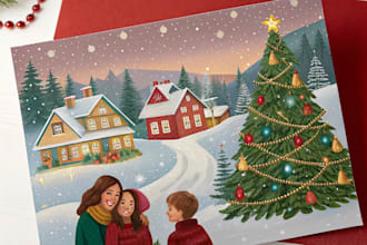 design a christmas card or a christmas art portrait