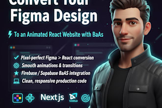 convert your figma design to an animated react website with baas