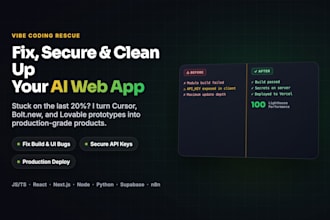 fix secure and clean up your ai generated web app or prototype
