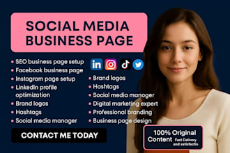 create SEO optimized facebook, instagram, linkedin business page set up
