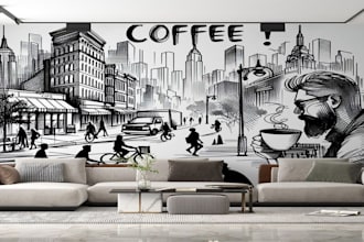 design professional wall murals for restaurants, cafés, and shops