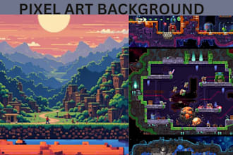 pixel art background, environment, 2d retro game scene, unity, tile set or map