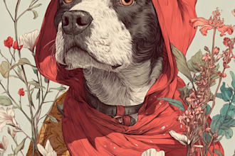 create disney pets portrait illustration in disney style