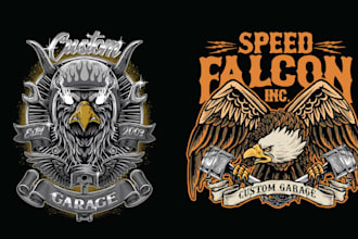 make custom garage motorcycle eagle logo