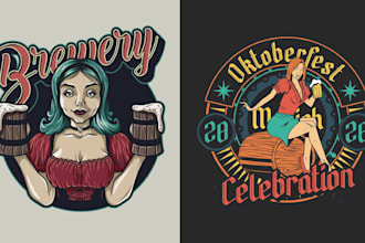 design colorful girl oktoberfest festival beer logo