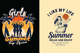 make summer vibes beach logo for t shirt typography design