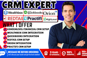 do financial crm gohighlevel wealthbox quickbook redtail orion practifin junxure