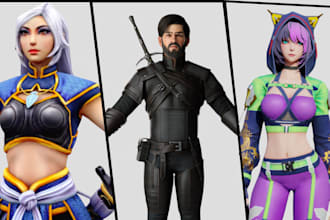 model 3d game character, 3d anime style, 3d manga for printing, unreal engine