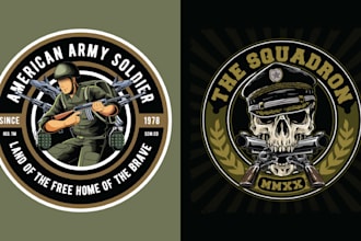 design vector illustration of woman soldier skull military logo