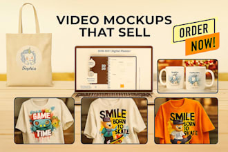 do custom etsy video mockups, thumbnails for digital, print on demand etsy shop