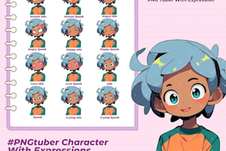 draw cute anime pngtuber model, reactive giftuber, toontuber avatar for streamer