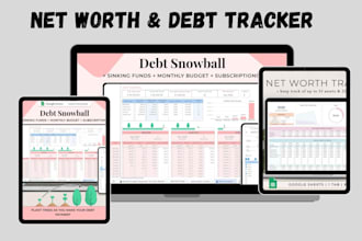 do debt payoff tracker, custom excel spreadsheet template, net worth tracker