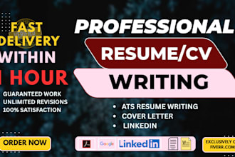 craft ats optimized CV, cover letter, job winning resume writing