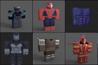 create 2d 3d roblox clothing, group uniforms, accessories, ugcs for roblox game
