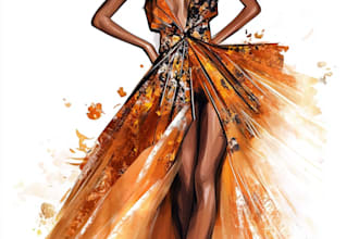 draw a fashion or editorial illustration, sketch, concept