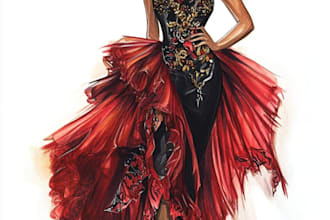 do a fashion illustration, sketch, portrait