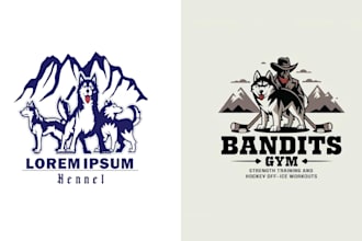 create retro sport wolf dog logo