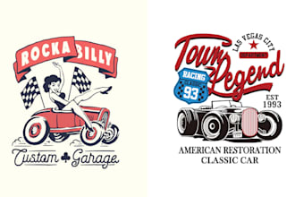 design custom garage girl classic racing car logo