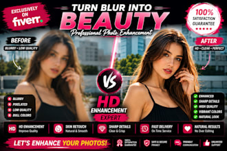 make blurry photos clear and enhance with new background