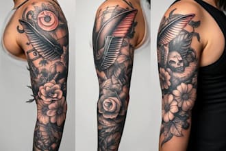 professionally design your sleeve tattoo , chest tattoo