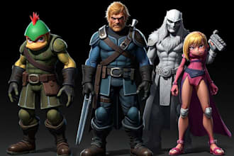 draw stylized character, game character, realistic character