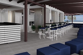 renovate freelance interior design, mediterranean bar render, skp 3d furniture