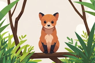create simple flat realistic vector animal illustrations