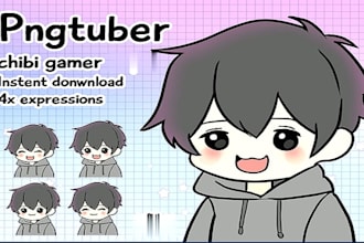 create a professional pngtuber model for veadotube, twitch, and youtube stream