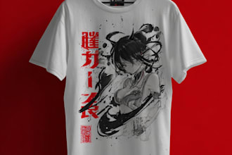 draw a japanese t shirt illustration