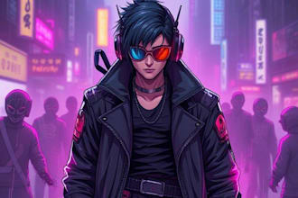 create a cyberpunk character in every style you want
