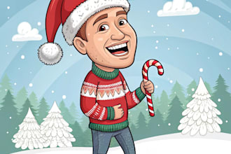 design personalized christmas cartoon caricature art