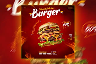 design delicious food ad posts for instagram and facebook