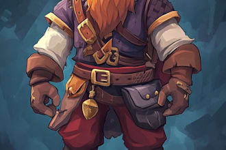 do a 2d character design and concept art for your game