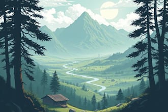 draw a  vector landscape illustration