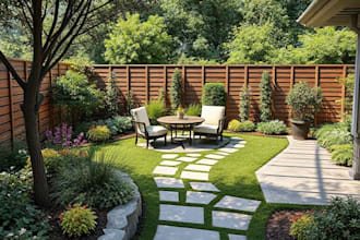 design your backyard, garden, terrace, realistic landscape
