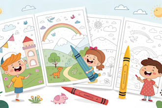 do kids coloring book cover and custom interior for amazon kdp