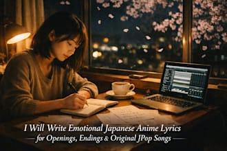 write emotional anime lyrics for your jpop opening, ending or original song