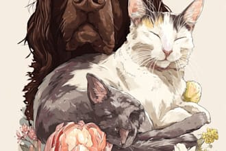 draw disney pet portraits illustration in disney style