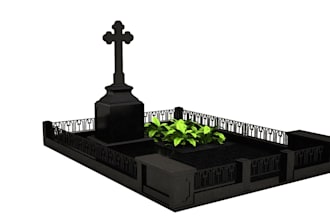 create 3d gravestone, headstone, casket, tombstone design