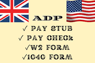 design professional pay stub, pay check, and w2 or 1040 form