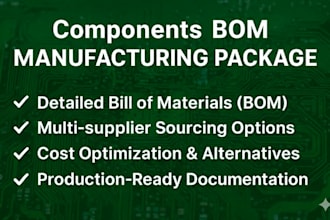 prepare complete bom, components sourcing, manufacturing files and documentation